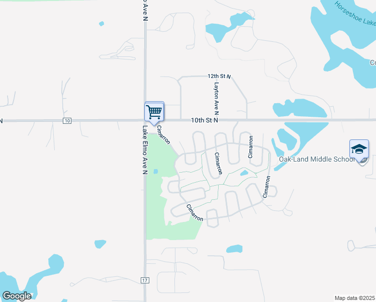 map of restaurants, bars, coffee shops, grocery stores, and more near 659 Cimarron in Lake Elmo