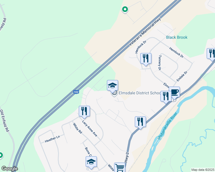 map of restaurants, bars, coffee shops, grocery stores, and more near 36 Sam Crescent in Elmsdale