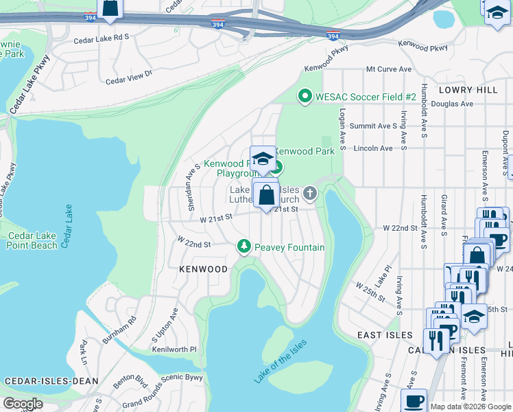 map of restaurants, bars, coffee shops, grocery stores, and more near 2003 Queen Avenue South in Minneapolis