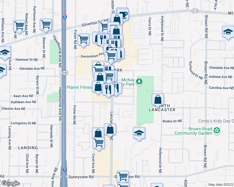map of restaurants, bars, coffee shops, grocery stores, and more near 2810 Oregon 213 in Salem
