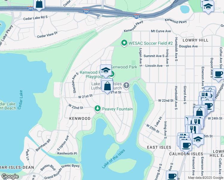 map of restaurants, bars, coffee shops, grocery stores, and more near 2013 Penn Avenue South in Minneapolis