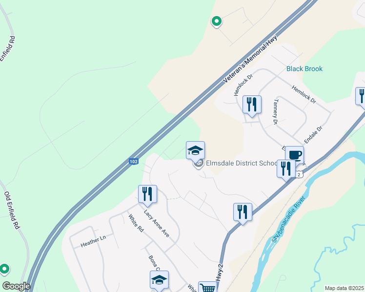 map of restaurants, bars, coffee shops, grocery stores, and more near 39 Sam Crescent in Elmsdale
