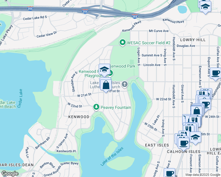 map of restaurants, bars, coffee shops, grocery stores, and more near 2013 Penn Avenue South in Minneapolis