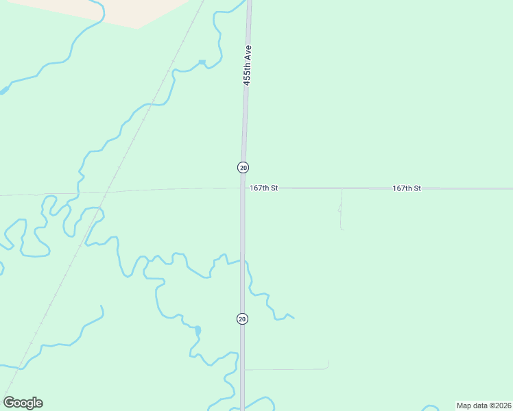 map of restaurants, bars, coffee shops, grocery stores, and more near 16708 455th Avenue in Watertown