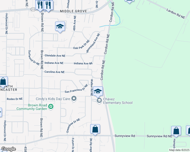 map of restaurants, bars, coffee shops, grocery stores, and more near 4940 Stroll Court Northeast in Salem