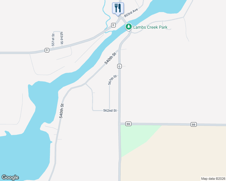map of restaurants, bars, coffee shops, grocery stores, and more near 7790 567th Street in Menomonie