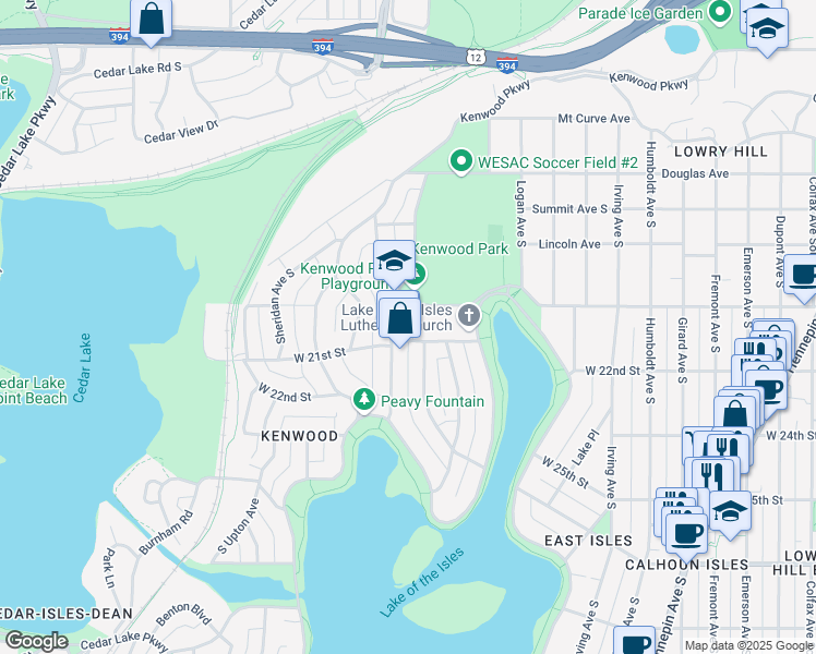 map of restaurants, bars, coffee shops, grocery stores, and more near 2013 Penn Avenue South in Minneapolis