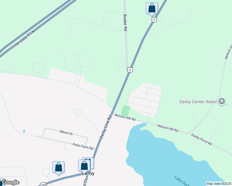 map of restaurants, bars, coffee shops, grocery stores, and more near 2513 U.S. 5 in Derby