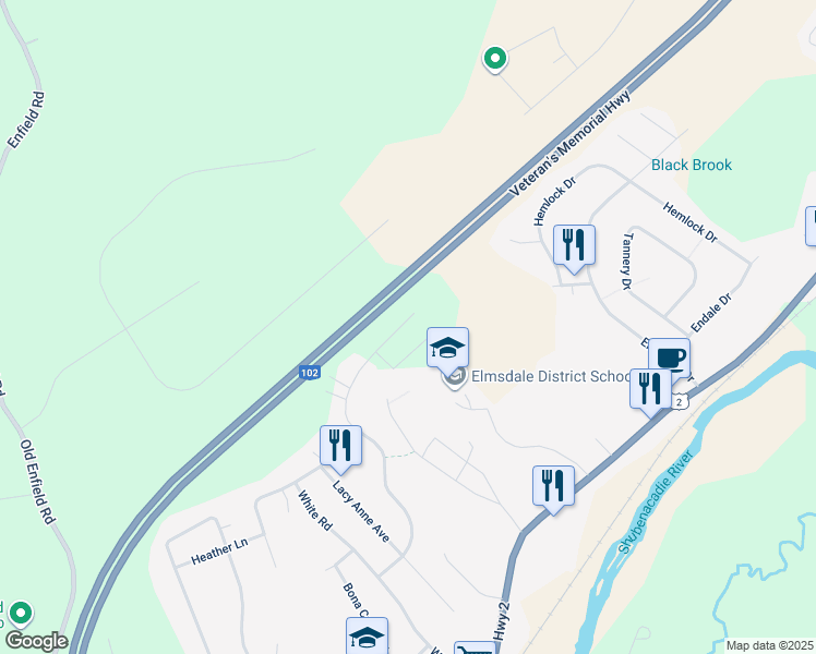 map of restaurants, bars, coffee shops, grocery stores, and more near 124 Tyler Street in Elmsdale
