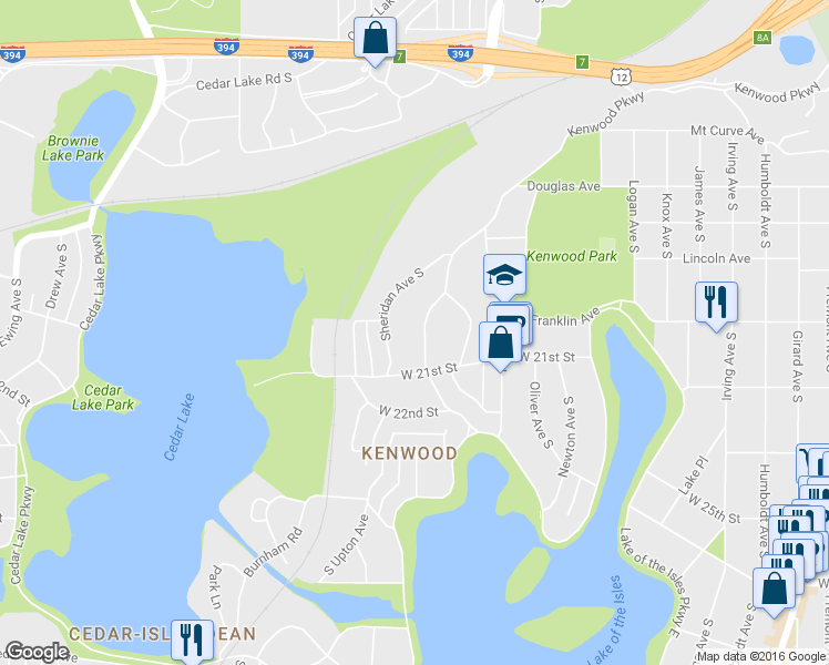 map of restaurants, bars, coffee shops, grocery stores, and more near 2008 Kenwood Parkway in Minneapolis