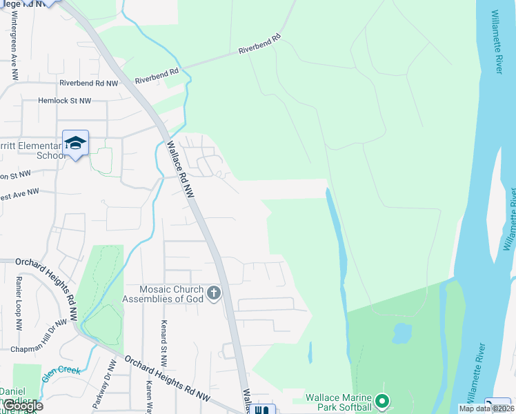 map of restaurants, bars, coffee shops, grocery stores, and more near 1934 Wallace Road Northwest in Salem