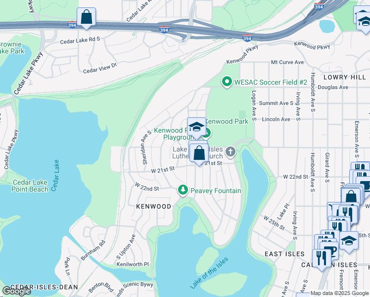map of restaurants, bars, coffee shops, grocery stores, and more near 2003 Queen Avenue South in Minneapolis