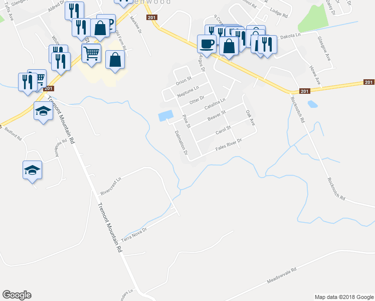 map of restaurants, bars, coffee shops, grocery stores, and more near 874 Dalmation Drive in Greenwood