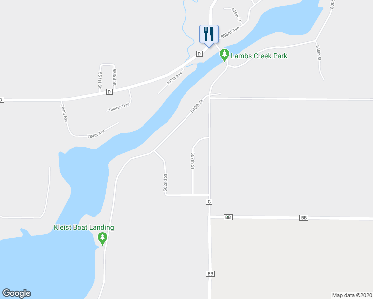 map of restaurants, bars, coffee shops, grocery stores, and more near 7813 567th Street in Menomonie