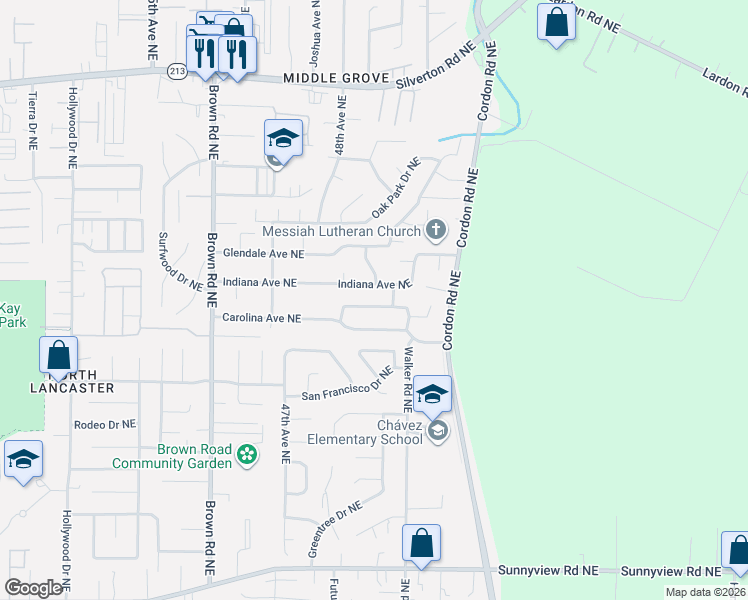 map of restaurants, bars, coffee shops, grocery stores, and more near 4851 Saunter Loop Northeast in Salem