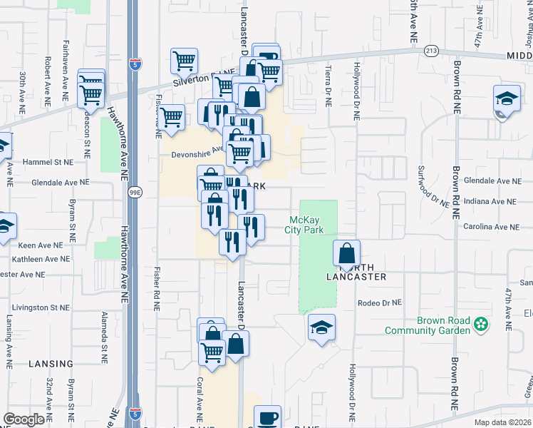 map of restaurants, bars, coffee shops, grocery stores, and more near 4054 Carolina Avenue Northeast in Salem
