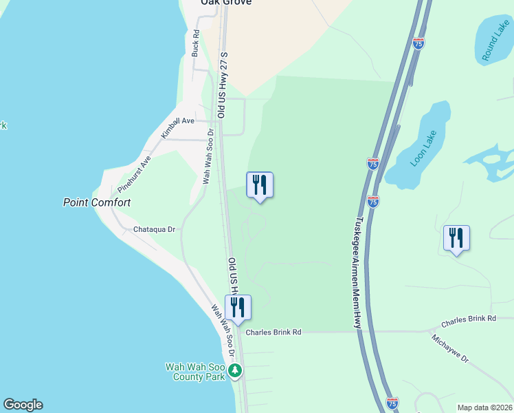 map of restaurants, bars, coffee shops, grocery stores, and more near 4441 Orchard Road in Gaylord