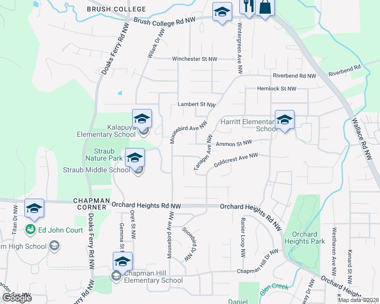 map of restaurants, bars, coffee shops, grocery stores, and more near 2116 Mousebird Avenue Northwest in Salem