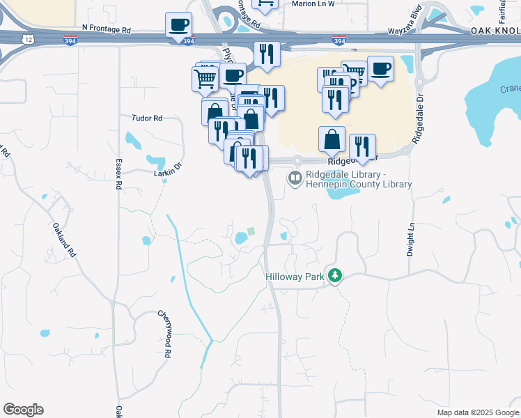 map of restaurants, bars, coffee shops, grocery stores, and more near 2004 Plymouth Road in Hopkins