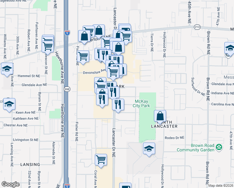 map of restaurants, bars, coffee shops, grocery stores, and more near 2930 Oregon 213 in Salem