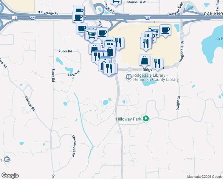 map of restaurants, bars, coffee shops, grocery stores, and more near 2000 Plymouth Road in Minnetonka