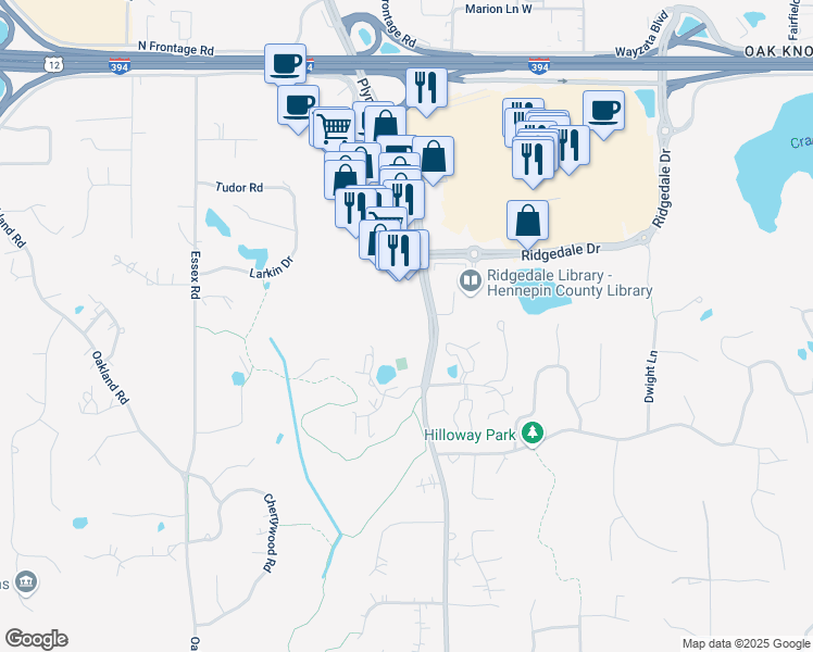 map of restaurants, bars, coffee shops, grocery stores, and more near 2004 Plymouth Road in Hopkins