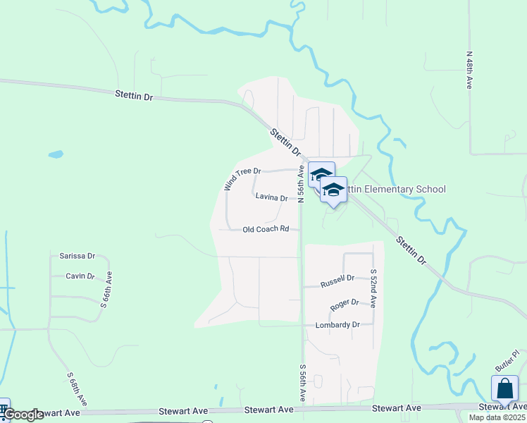 map of restaurants, bars, coffee shops, grocery stores, and more near 215 Lavina Drive in Wausau