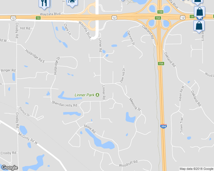 map of restaurants, bars, coffee shops, grocery stores, and more near 2012 Meeting Street in Wayzata