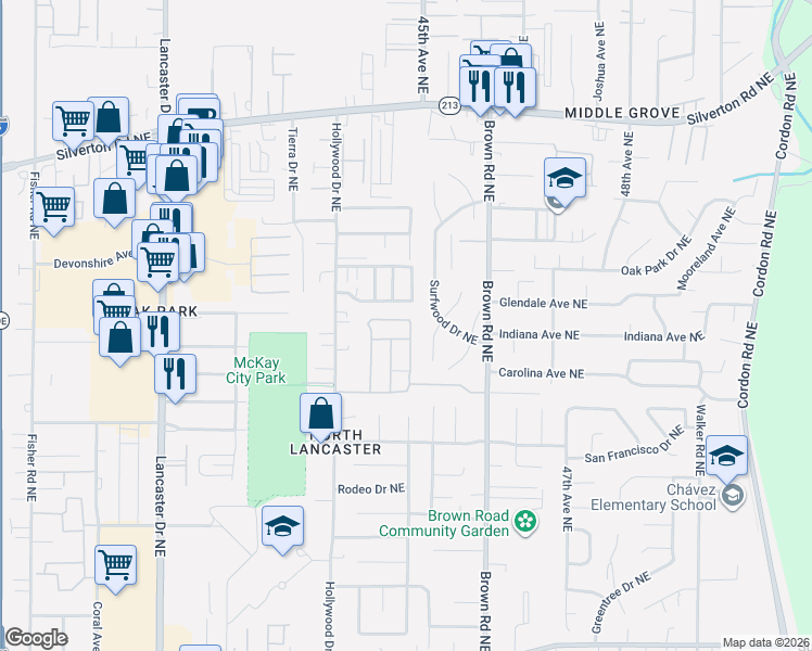 map of restaurants, bars, coffee shops, grocery stores, and more near 4392 Bren Loop Northeast in Salem