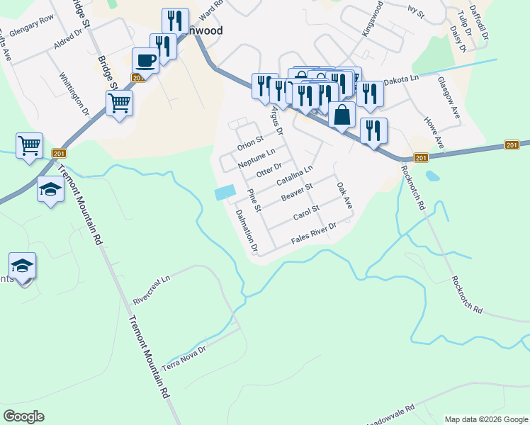 map of restaurants, bars, coffee shops, grocery stores, and more near 834 Beaver Street in Kingston