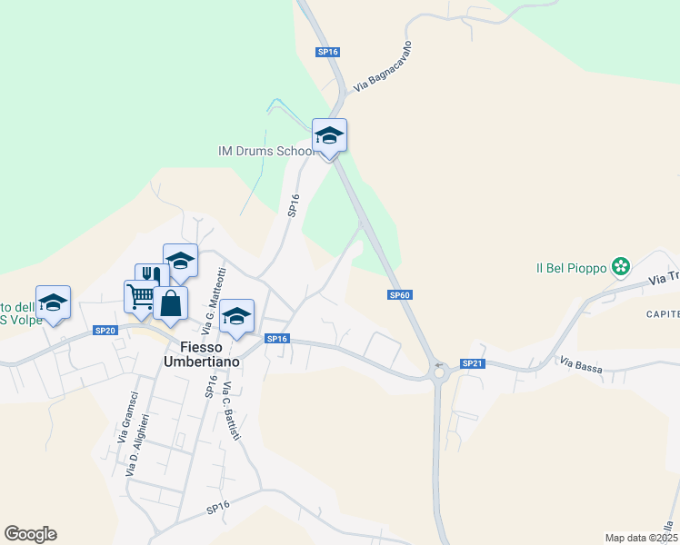 map of restaurants, bars, coffee shops, grocery stores, and more near 320 Via Tassona in Fiesso Umbertiano