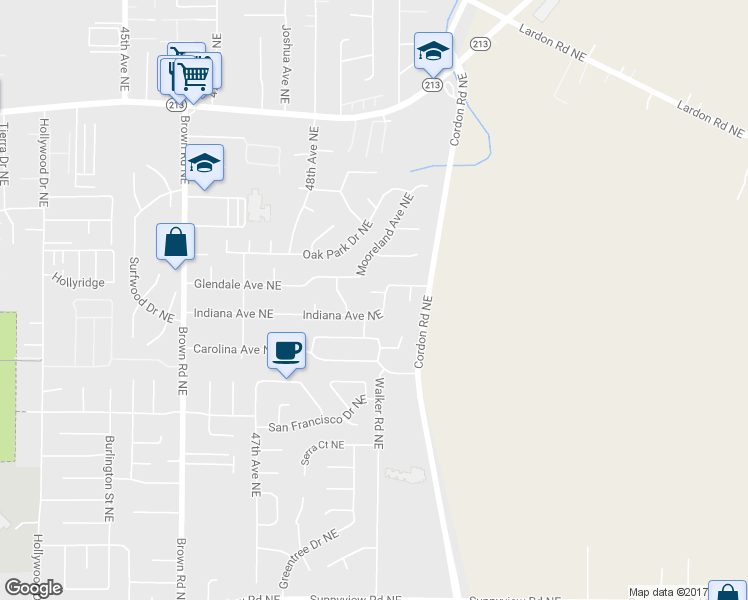 map of restaurants, bars, coffee shops, grocery stores, and more near 4886 Kewanna Court Northeast in Salem