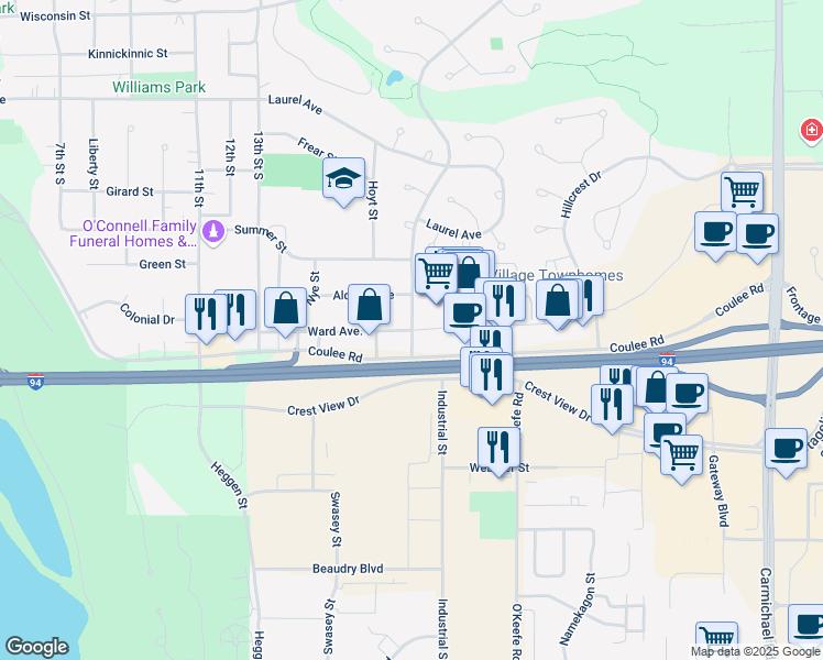 map of restaurants, bars, coffee shops, grocery stores, and more near 673 17th Street in Hudson