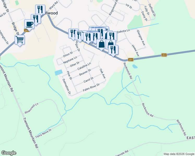 map of restaurants, bars, coffee shops, grocery stores, and more near 904 Carol Street in Greenwood