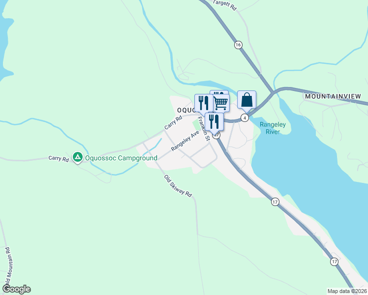 map of restaurants, bars, coffee shops, grocery stores, and more near 32 Rangeley Avenue in Rangeley