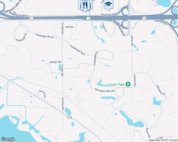 map of restaurants, bars, coffee shops, grocery stores, and more near 1921 Smith Circle in Wayzata