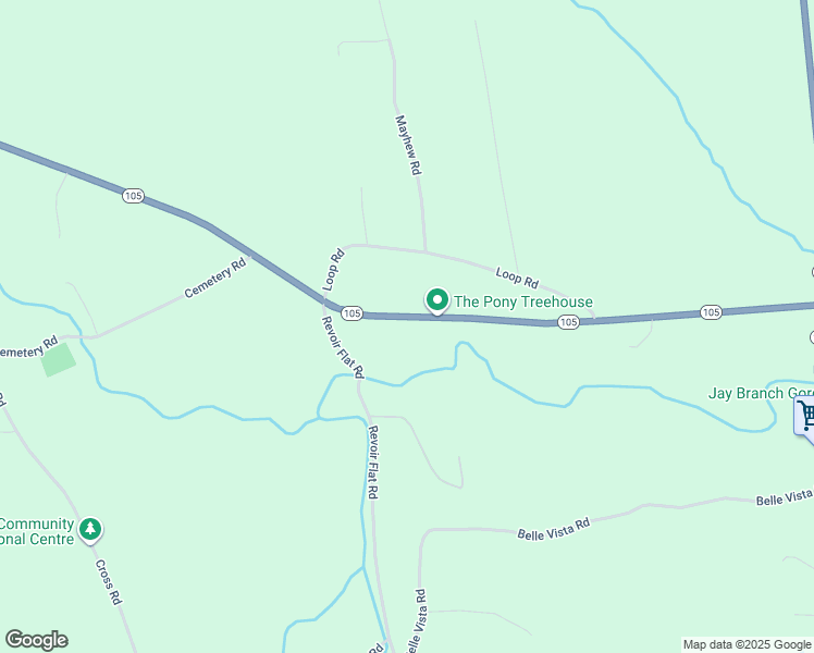 map of restaurants, bars, coffee shops, grocery stores, and more near State Highway 105 in Jay