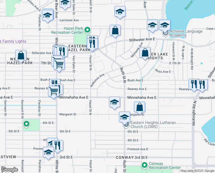 map of restaurants, bars, coffee shops, grocery stores, and more near 1946 Reaney Avenue East in Saint Paul