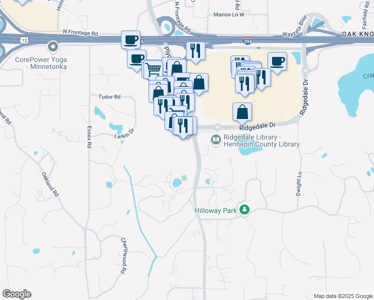 map of restaurants, bars, coffee shops, grocery stores, and more near 2000 Plymouth Road in Minnetonka