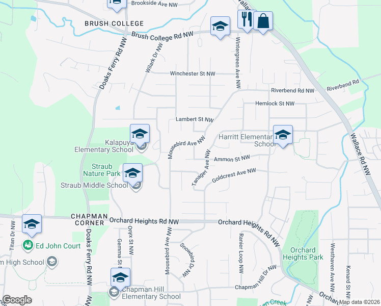 map of restaurants, bars, coffee shops, grocery stores, and more near 2118 Cerise Avenue Northwest in Salem