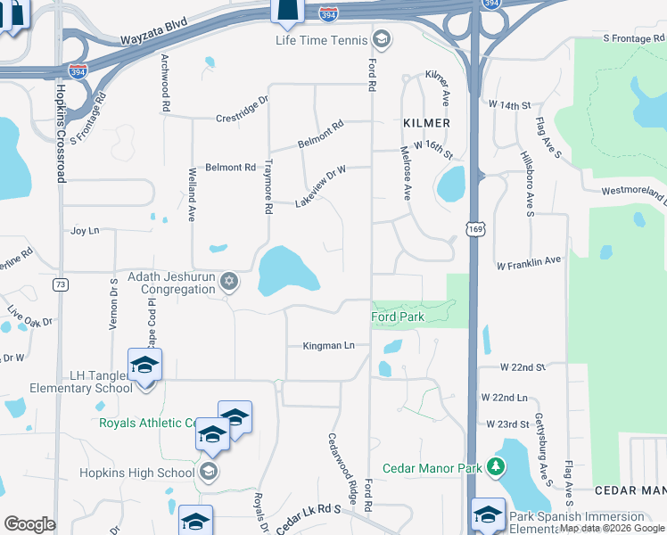 map of restaurants, bars, coffee shops, grocery stores, and more near 1916 Yorkshire Avenue South in Hopkins
