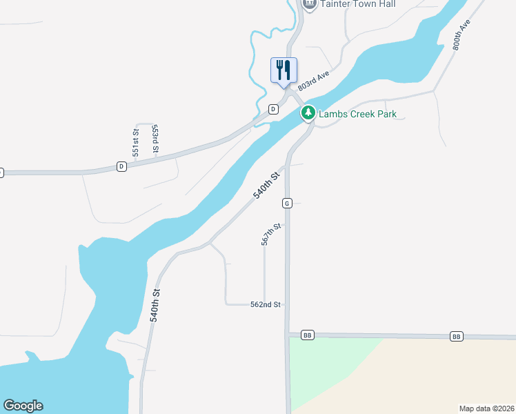 map of restaurants, bars, coffee shops, grocery stores, and more near N7835 567th Street in Menomonie