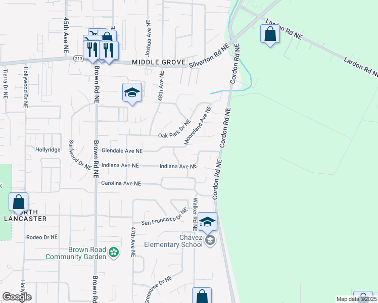 map of restaurants, bars, coffee shops, grocery stores, and more near 4886 Kewanna Court Northeast in Salem