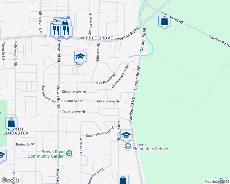 map of restaurants, bars, coffee shops, grocery stores, and more near 4886 Kewanna Court Northeast in Salem