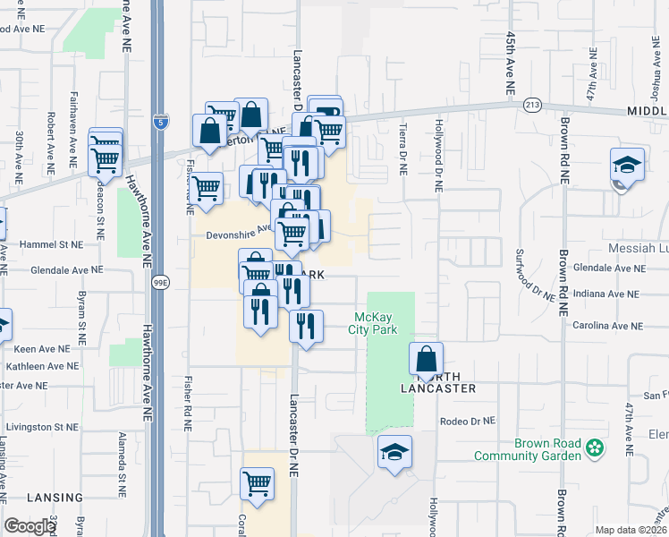 map of restaurants, bars, coffee shops, grocery stores, and more near 2990 Oregon 213 in Salem