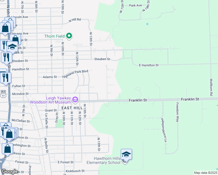map of restaurants, bars, coffee shops, grocery stores, and more near 1503 Mcindoe Court in Wausau