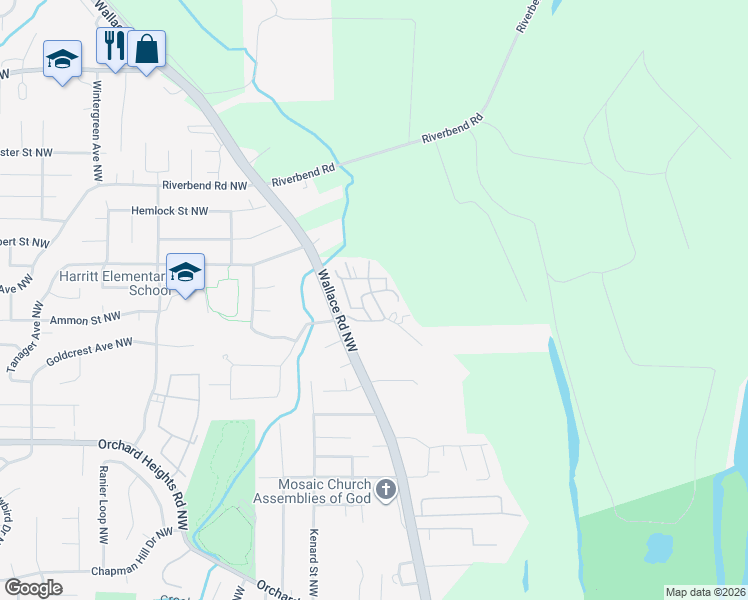 map of restaurants, bars, coffee shops, grocery stores, and more near 811 Harritt Drive Northwest in Salem
