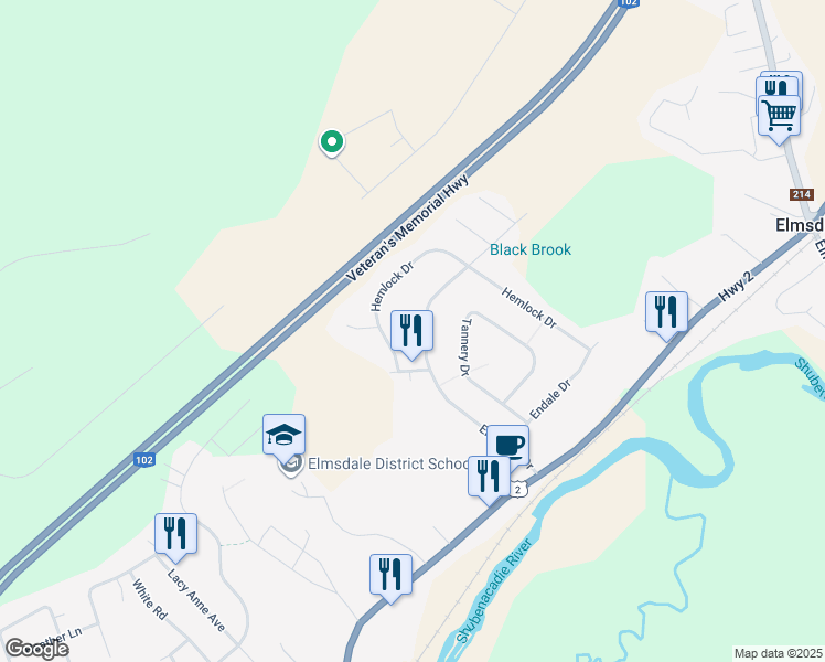 map of restaurants, bars, coffee shops, grocery stores, and more near 45 Elmwood Drive in Elmsdale