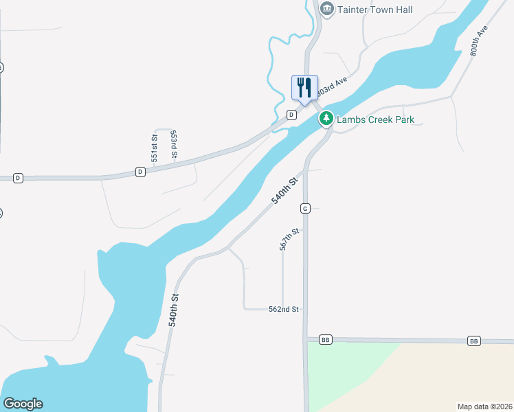 map of restaurants, bars, coffee shops, grocery stores, and more near N7846 540th Street in Menomonie