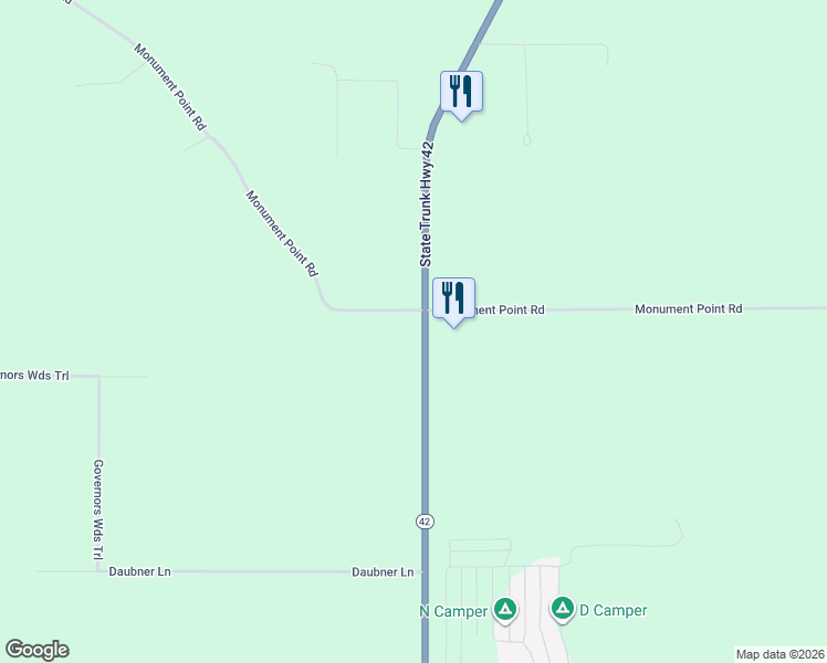 map of restaurants, bars, coffee shops, grocery stores, and more near 6099 Wisconsin 42 in Sturgeon Bay
